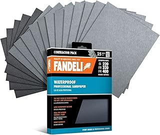 Fandeli | Waterproof Sandpaper | for Car Polishing, Wooden Furniture Sanding and Metal Sanding | Water Resistant (Assorted Grits (220, 320, 400))