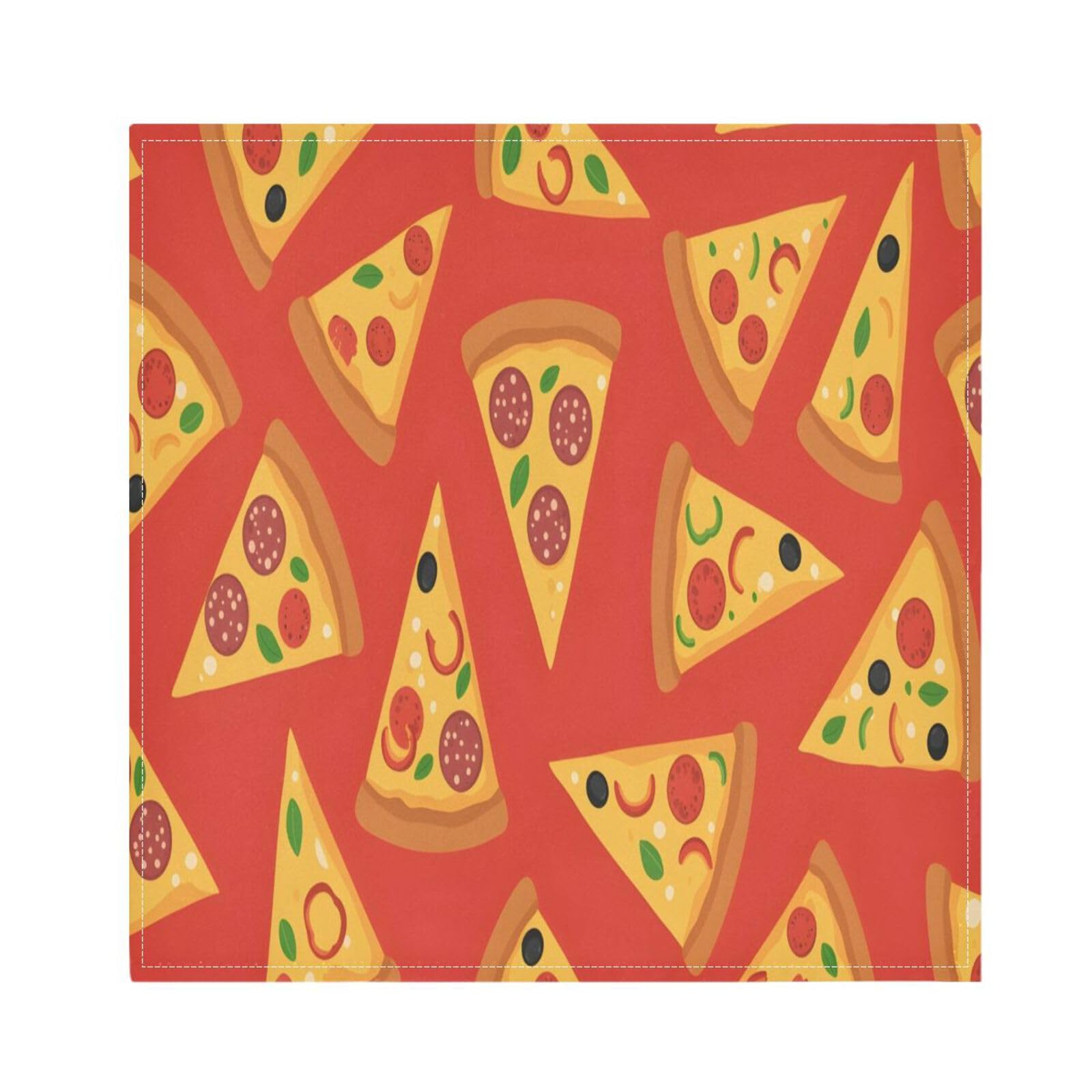 Ttgoth Pizza Cloth Napkin Set of 6 Washable & Reusable Dinner Napkins for Dining Table, Banquets, Wedding, Party, 50x50 cm