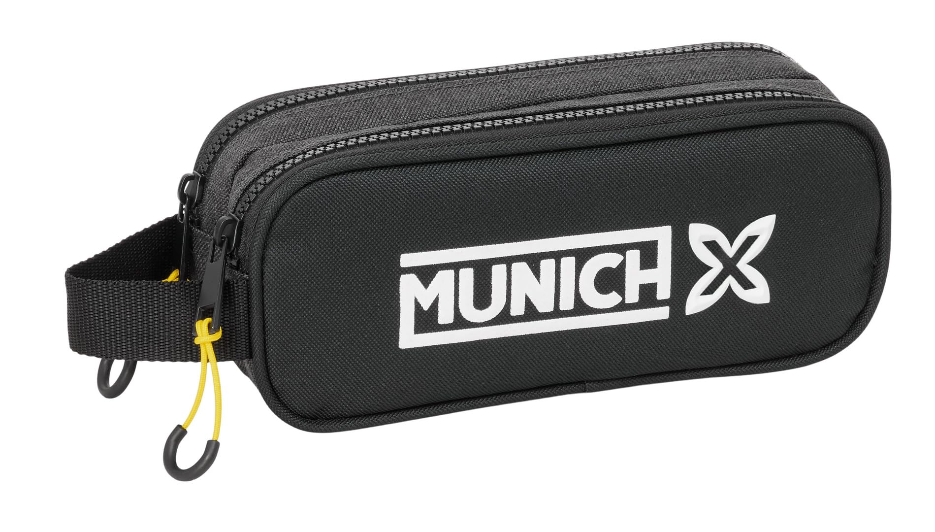 Safta MUNICH TOPO – Double Child's Pencil Case, Children's Pencil Case, Ideal for School Age Children, Comfortable and Versatile, Quality and Resistance, 21 x 6 x 8 cm, Black/White, M, Casual