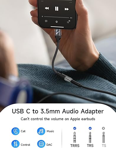 Miniatura 59 de JSAUX Adaptador USB C a conector de audífonos hembra de 6/64" (3.5 mm) para audio auxiliar, compatible con Samsung Galaxy S23, S23+, S23 Ultra, S22
