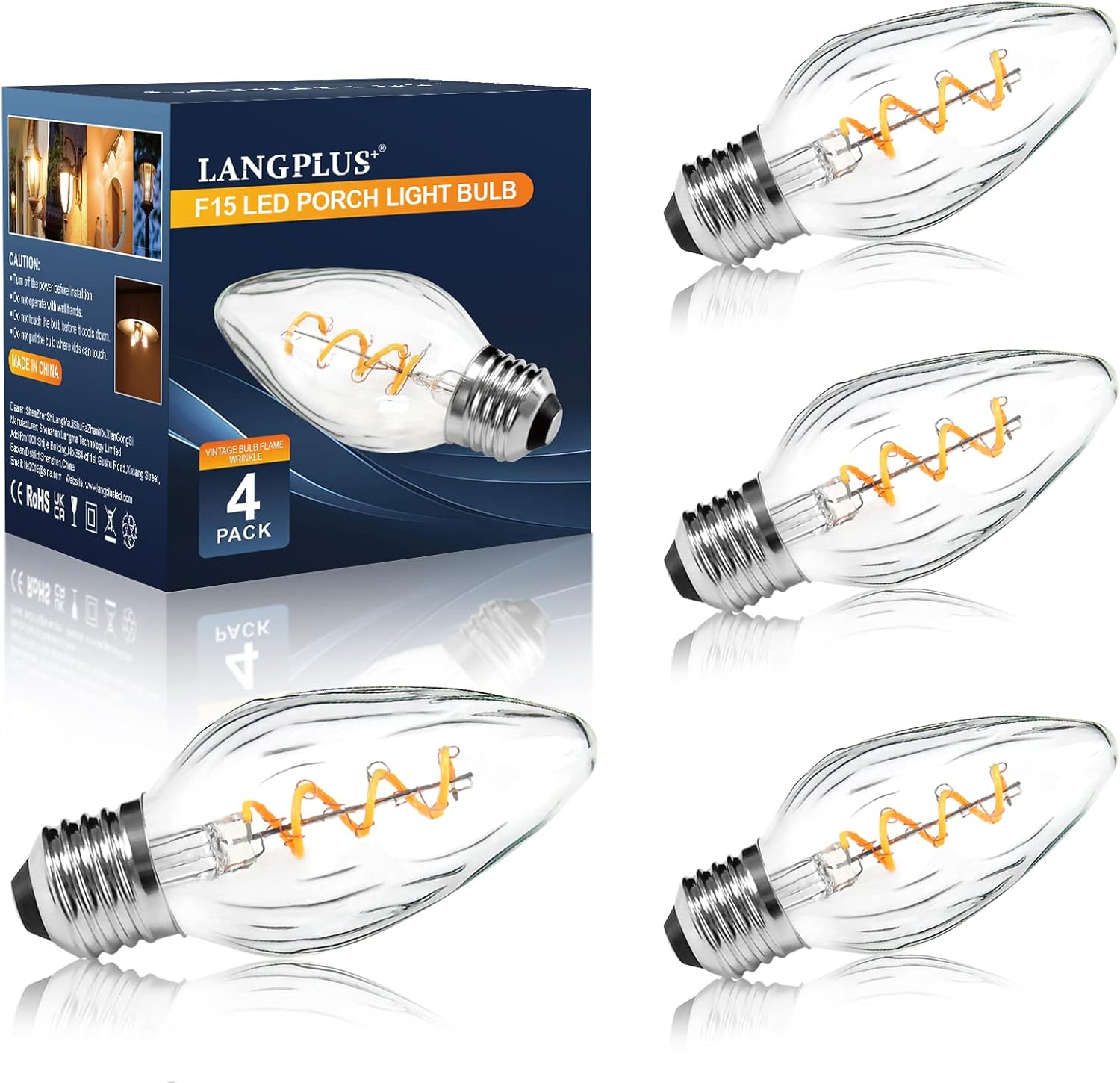 LangPlus+ F15 Porch Led Light Bulb, Post Light Bulbs 2W 20W Equivalent