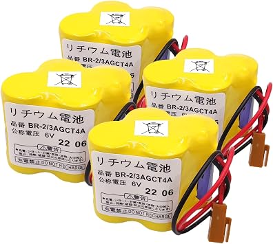 4-Pack 6V 4400mAh BR-2/3AGCT4A /A98L-0031-0025 Replacement Non-Rechargeable Battery with Brown Plug Replace for FANUC CNC System