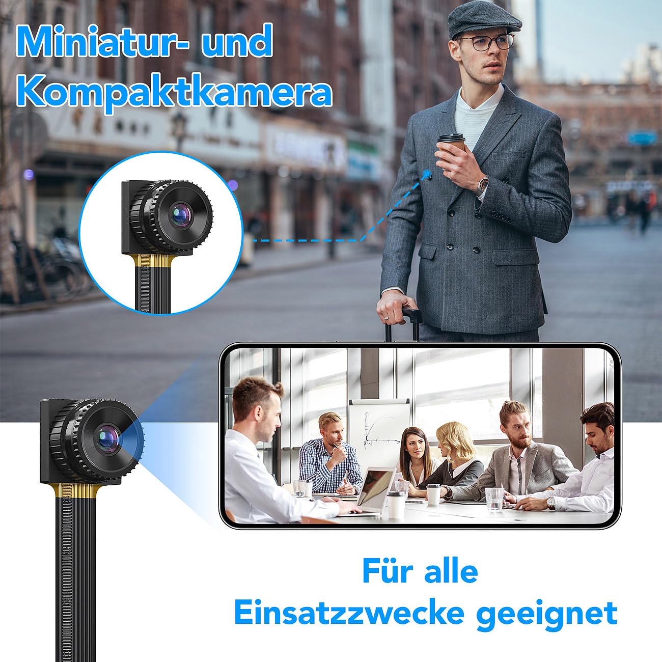 Somikon Unsichtbare Kamera: 2er-Set 2K-WLAN-Micro-Einbaukameras, Bewegungserkennung, Mikrofon, 4MP (Kameramodule, Knopf Kamera)