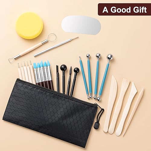 Miniatura 7 de Amrules Kit de herramientas de arcilla, 27 herramientas de cerámica, práctico kit de herramientas de escultura de arcilla polimérica, juego de