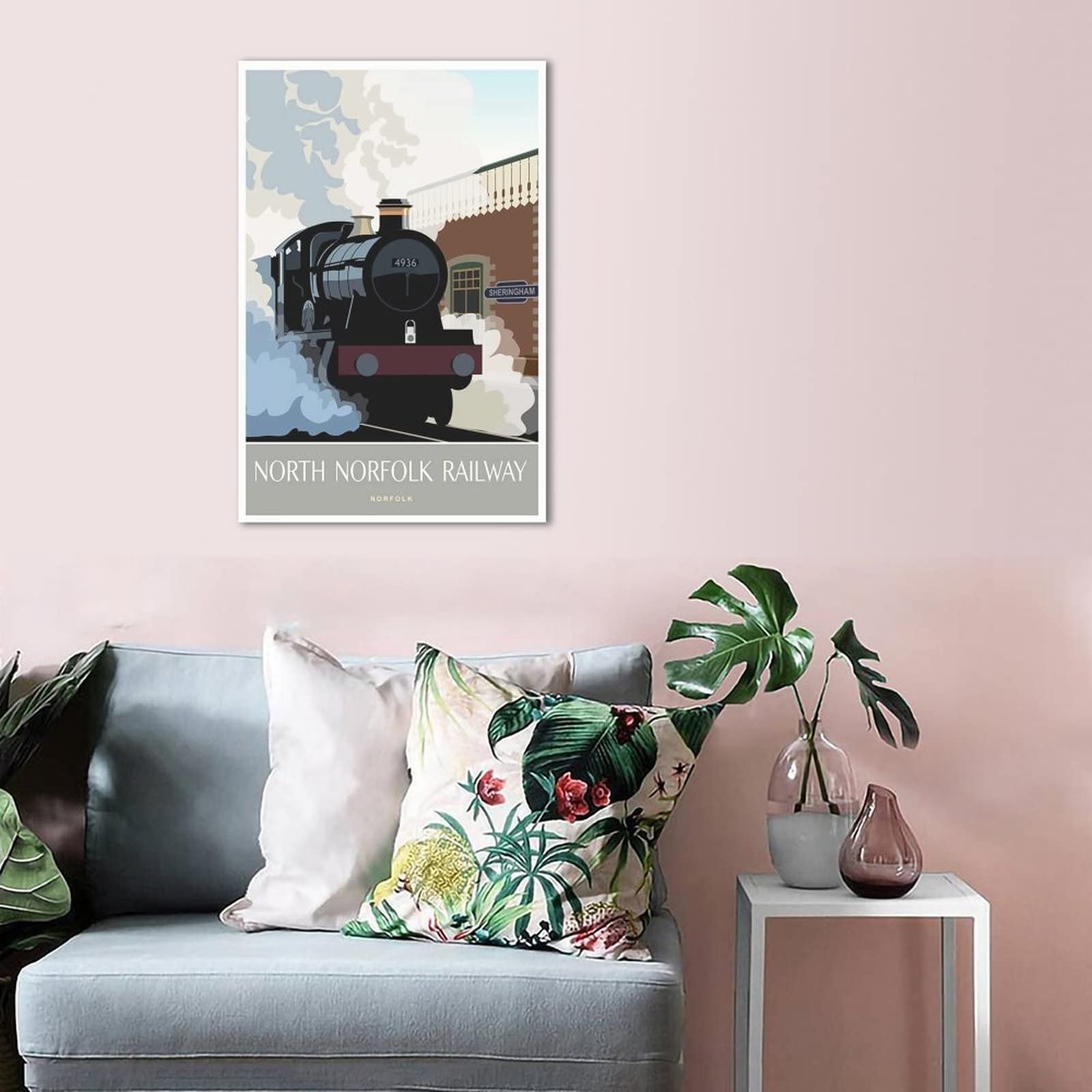 Cartel de viaje de tren de Norfolk de Norfolk de viaje de tren decorativo carteles de dormitorio moderno de lona de arte de la pintura de carteles de decoración de pared de arte regalo
