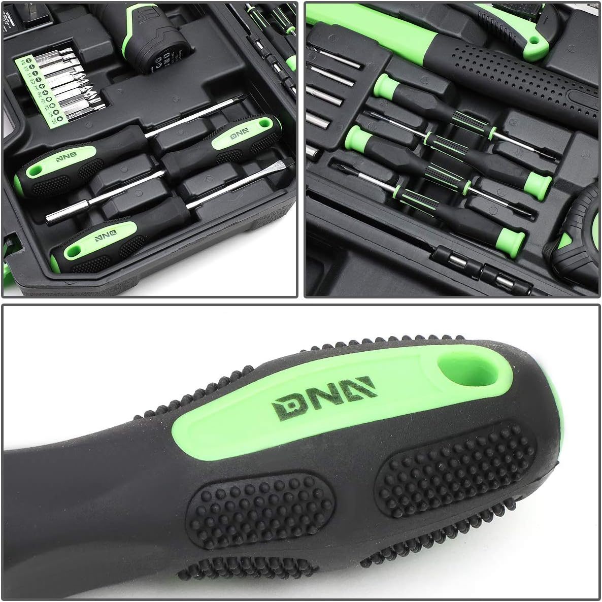 DNA MOTORING 27pcs 12V 1300mAh Cordless Drill Set, Drill Driver Home Tool Kits Combination Tool Set, Tool Kit with Drill For Home, DIY, Maintenance, Green, TOOLS-00018