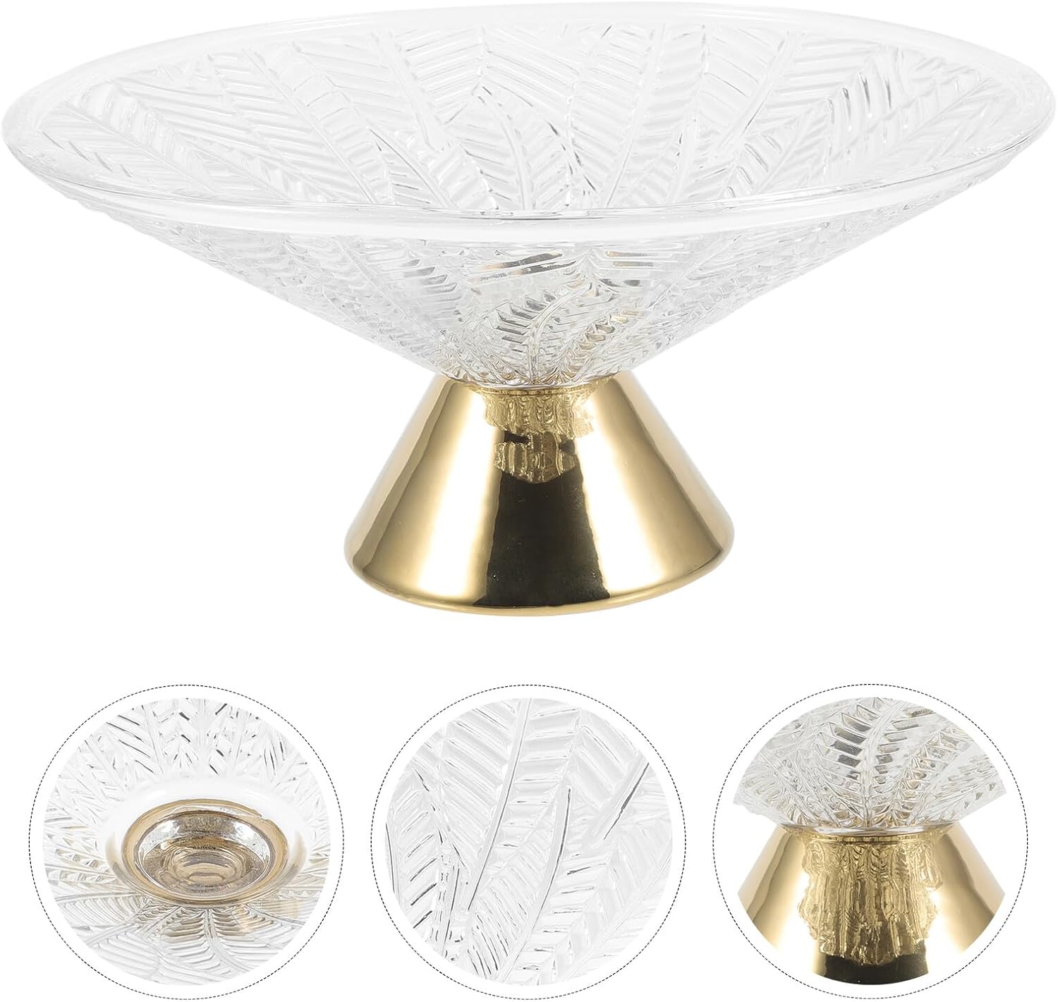 VALICLUD Footed Glass Fruit Bowl Decorative Dessert Holder Leaf Shape Multi-function Snack Tray for Living Room Table Centerpiece