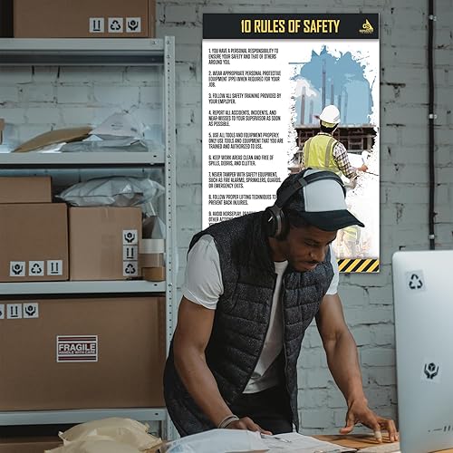 Miniatura 10 de GotSafety Póster de seguridad en el lugar de trabajo de 24 x 32 pulgadas, directrices claras para un entorno de trabajo seguro y saludable, carteles