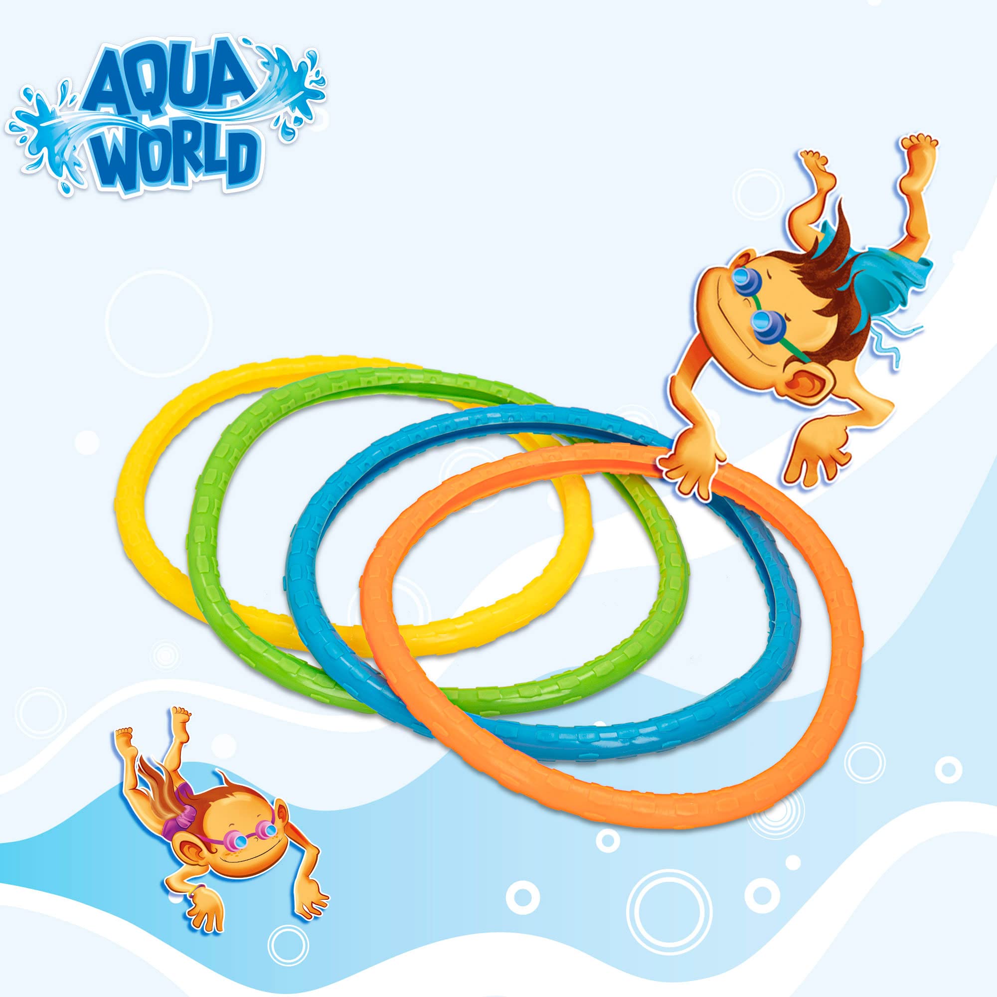 Set De Buceo COLORBABY 17 Piezas – Tiburones, Aros, Torpedos Y Palos Para Juegos Acuáticos En Piscina