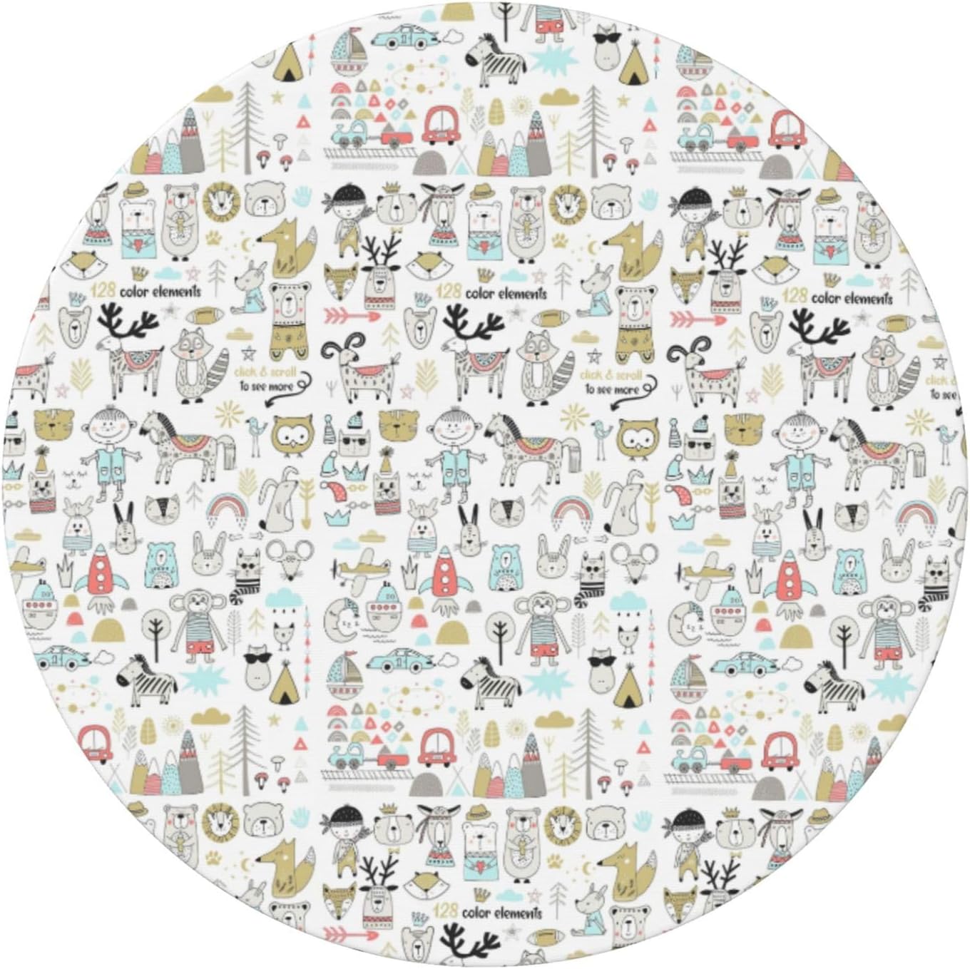 Animal Rabbit Fox Dee Print Outdoor Patio Kitchen Decor Supplies Wipeable Round Table Cloth for Indoor Outdoor