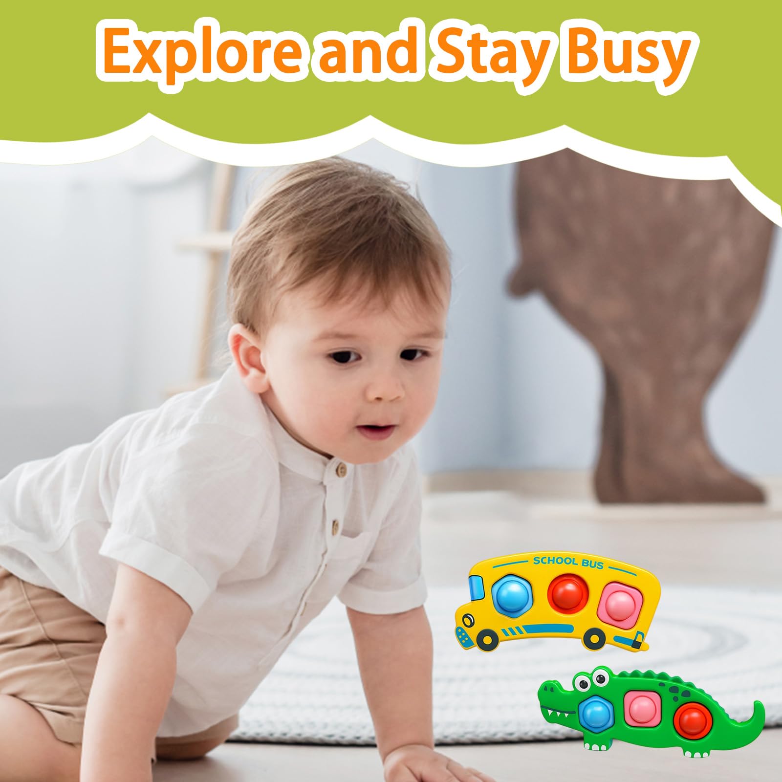 Plane Toys for 1 Year Old, Fidget Toys for Toddlers Baby Travel toys for Airplane Sensory Development for 12-36 Months Old - Image 4