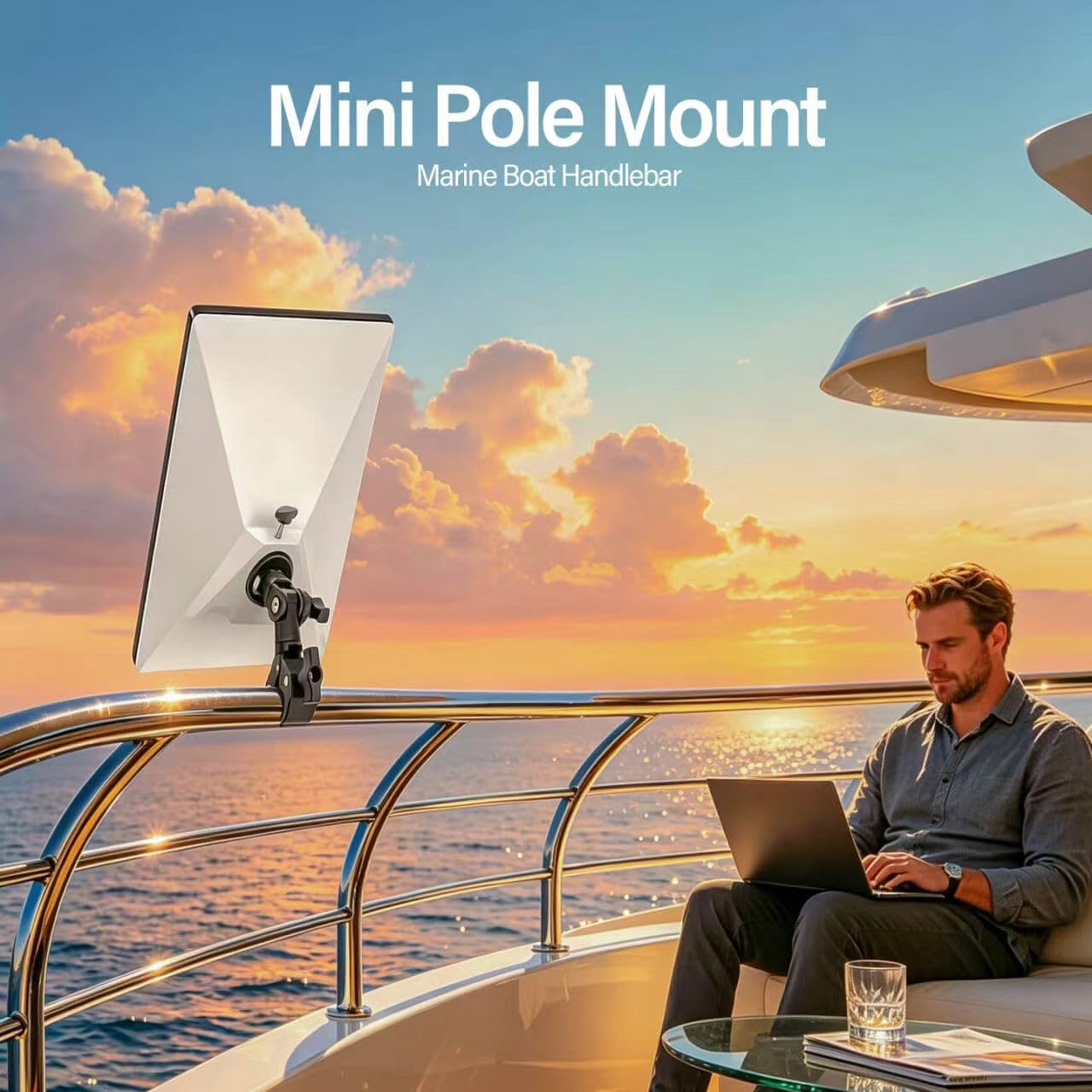 Starlink Mini Pole Mount, Adjustable Clamp Mount with Pipe Adapter for RV, Van, Camper, Yacht and Boat, Outdoor Installation Accessory