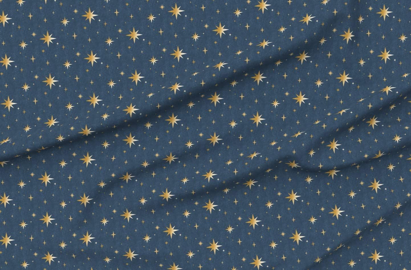 Spoonflower Fabric - Art Deco Blue Gold Night Sky Navy Mid Century Printed on Organic Cotton Sateen Fabric by The Yard - Sewing Quilting Apparel Home Decor