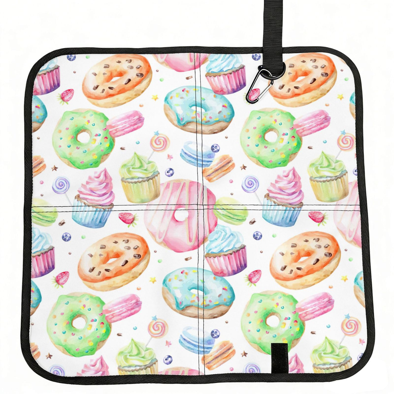 eeprty Cupcakes Donuts Muffins Sugar Printed Portable Seat Cushion Strap, Foldable Pad for Stadium Bleachers Hiking Travel