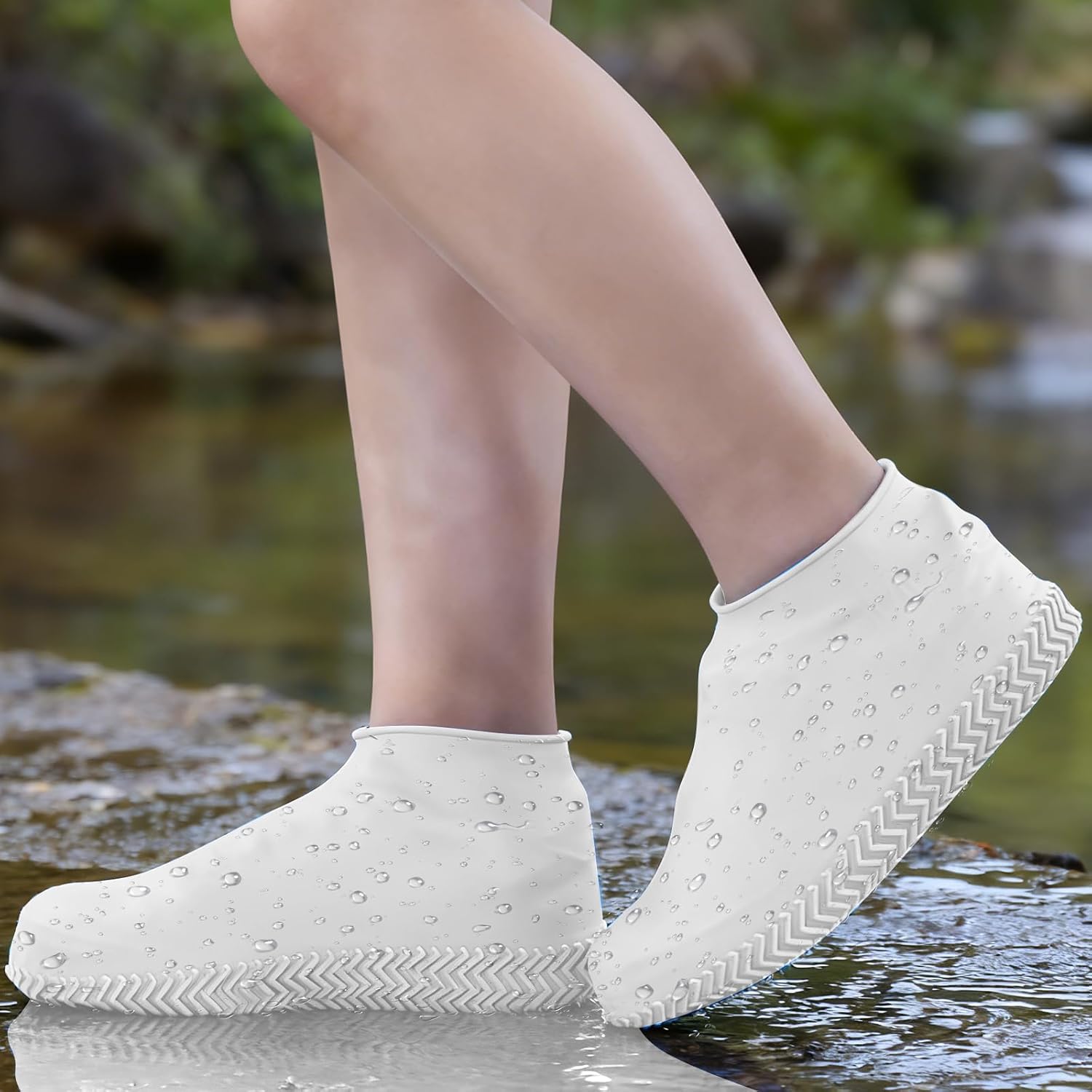 Cubre zapatos de silicona impermeables antideslizantes para lluvia miniatura 1