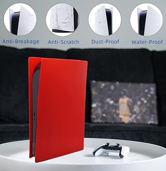 Digital Face Plate Cover Skin Shell Panel for PS5 Console PlayStation 5 Protective Shell Replacement Faceplate Accessories Red