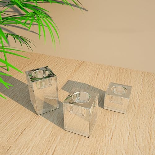 Miniatura 7 de YXQ Juego de 3 candelabros orgánicos transparentes – Centros de mesa de velas modernos para mesa de comedor, sala de estar y decoración de chimenea