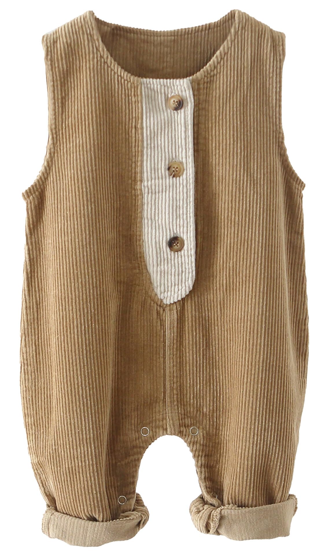 Happy Cherry Infant Boys Girls Bib Overall Infant Solid Color Pocket Bodysuit Sleeveless Romper Jumpsuit with Snap Fall Winter Outfit Clothes Browm 3-4T