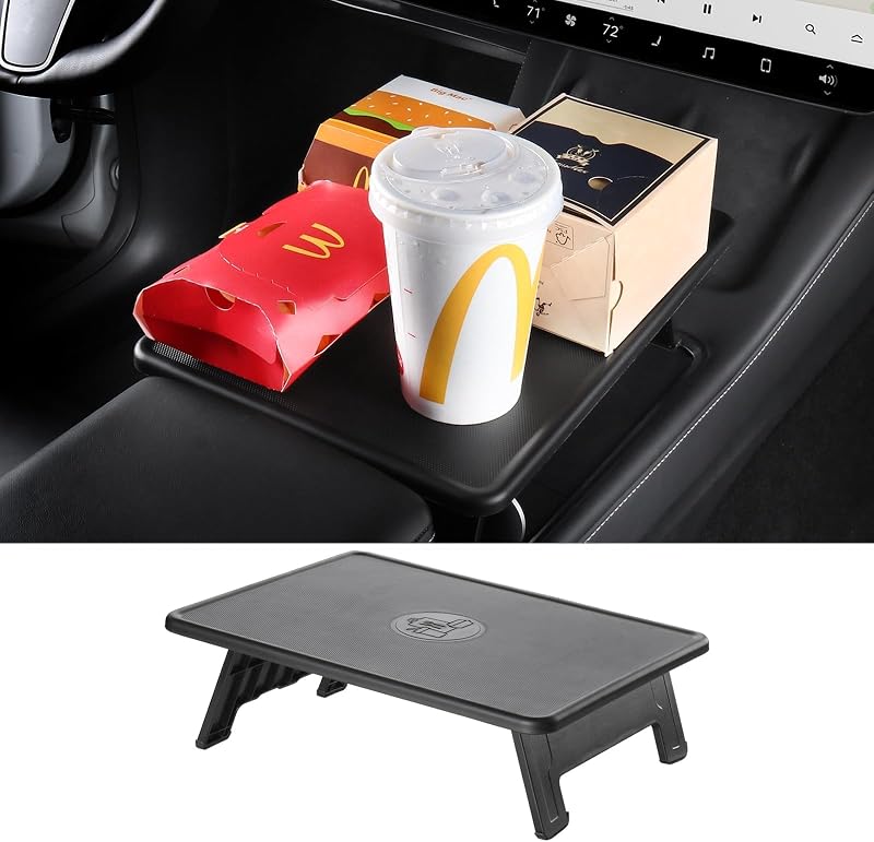 BASENOR Bandeja Dobrável para Console Central Tesla Model 3 2021–2023 e Model Y 2021–2024