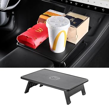 BASENOR Foldable Center Console Desk for 2021-2024 Tesla Model Y/Model 3 2021-2023 Table Tray, Stable Laptop Table & Eating Tray Odorless Anti-Slip Surface Essentials Car Accessories