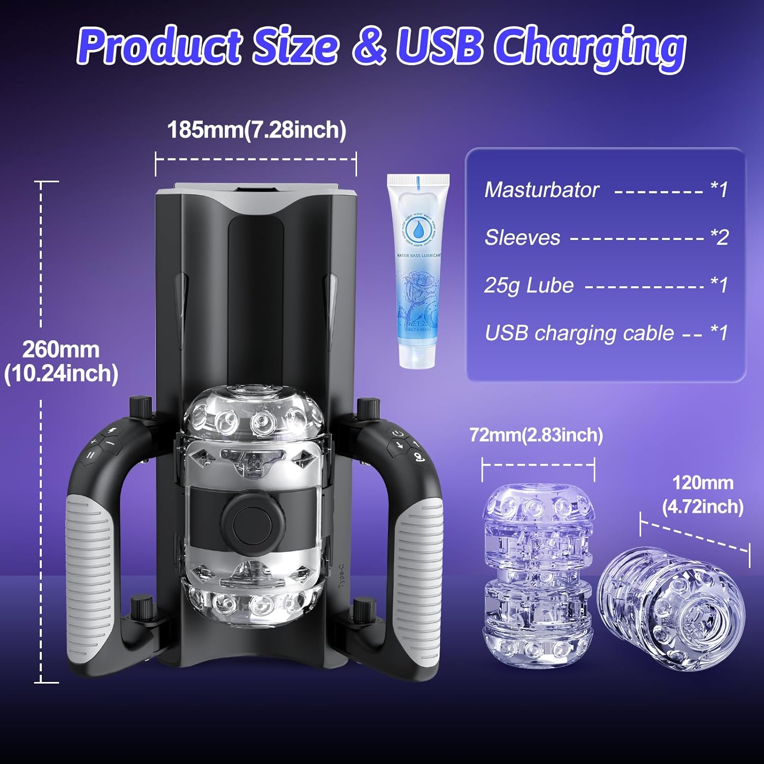 Sex Toy for Men Male Masturbators - Male Sex Toys Hands Free Pocket Pussy with 12cm Thrusting Distance, Mens Adults Toys Automatic Masturbators with Phone Stand & Foldable Handle, Blowjob Machine