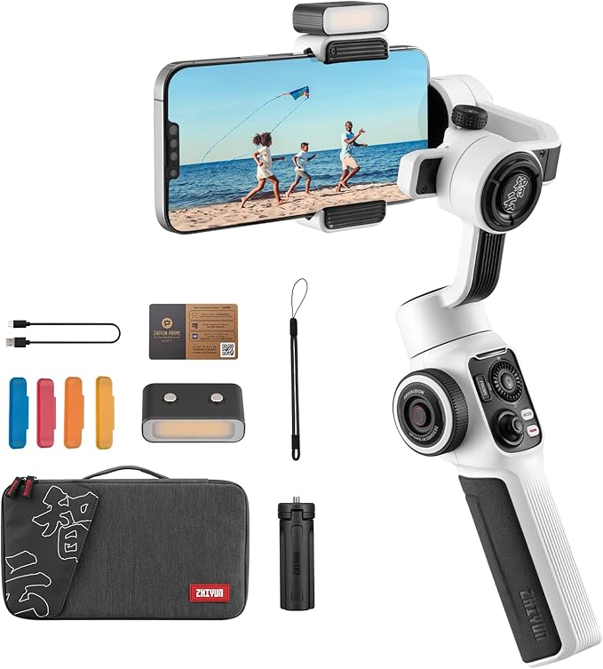 zhiyun smooth 5s combo professional gimbal stabilizer for smartphone handheld 3 axis phone gimbal portable stabilizer compatible with iphone and and