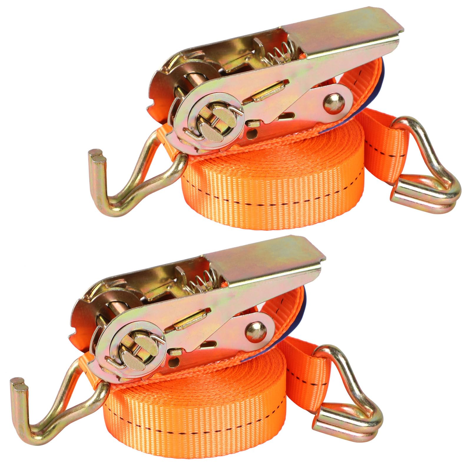 Cinghia di ancoraggio for carico, Cinghie a cricchetto for carichi pesanti, 2 cinghie di ancoraggio a cricchetto da 800 kg con gancio 5 M x 25 mm, Cinghie di carico retrattili regolabili(2 x2000 KG/6