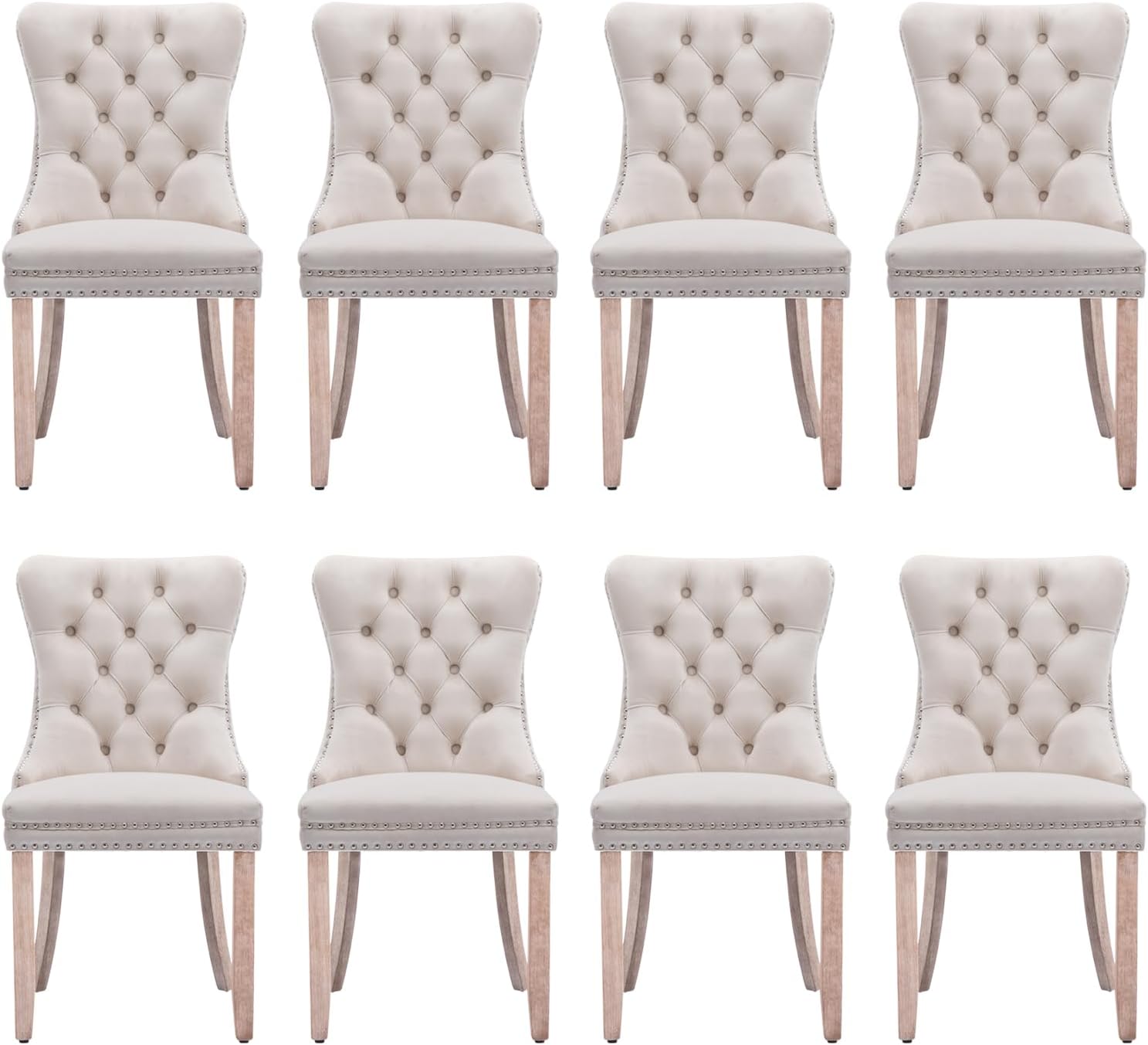 Velvet Upholstered Dining Chairs Set of 8, Modern Style
