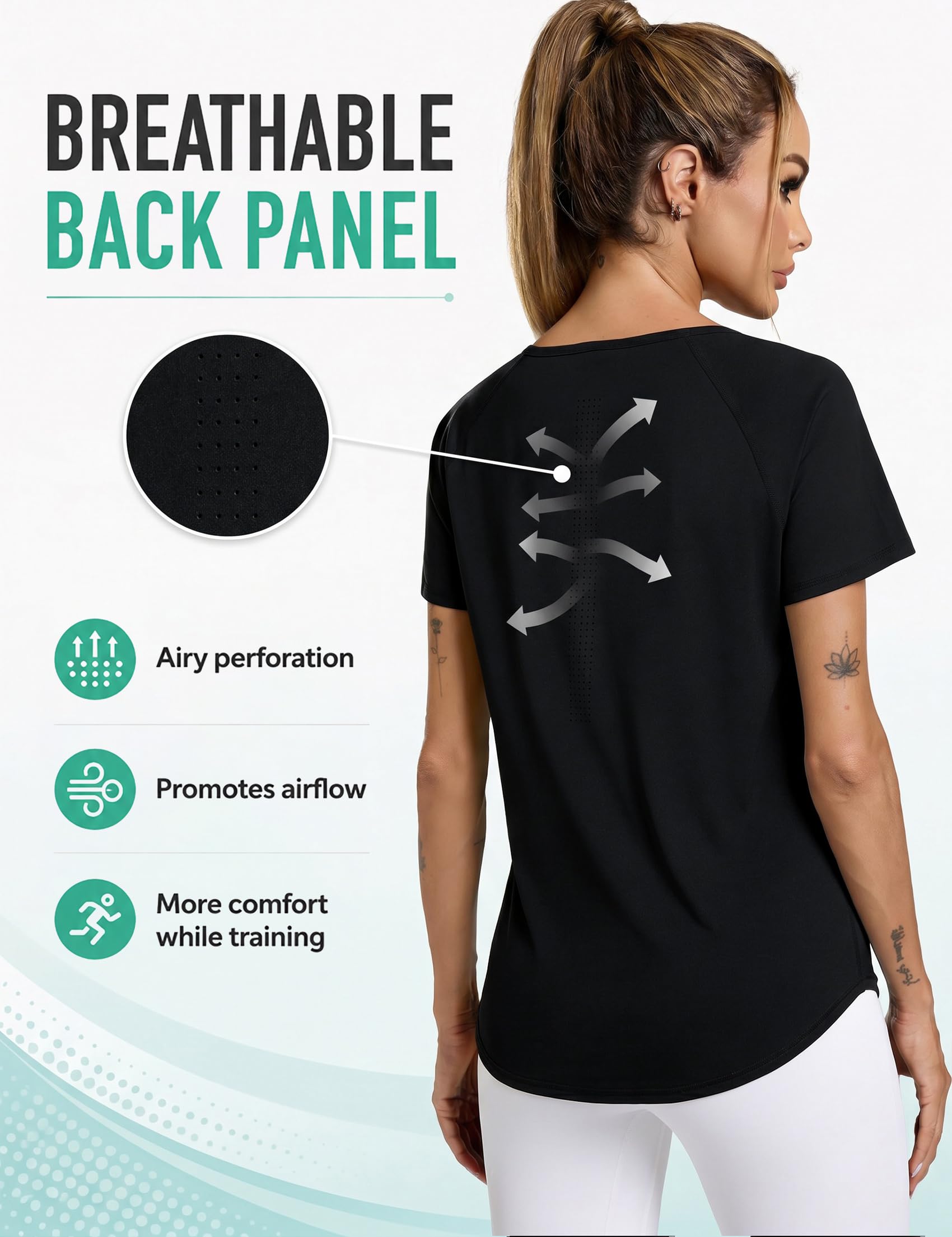 Camiseta Deportiva Manga Corta Mujer Camisetas Deporte Cuello en V Fitness Yoga Top Transpirable y Secado Rápido Ropa Entrenamiento Atlético S-3XL
