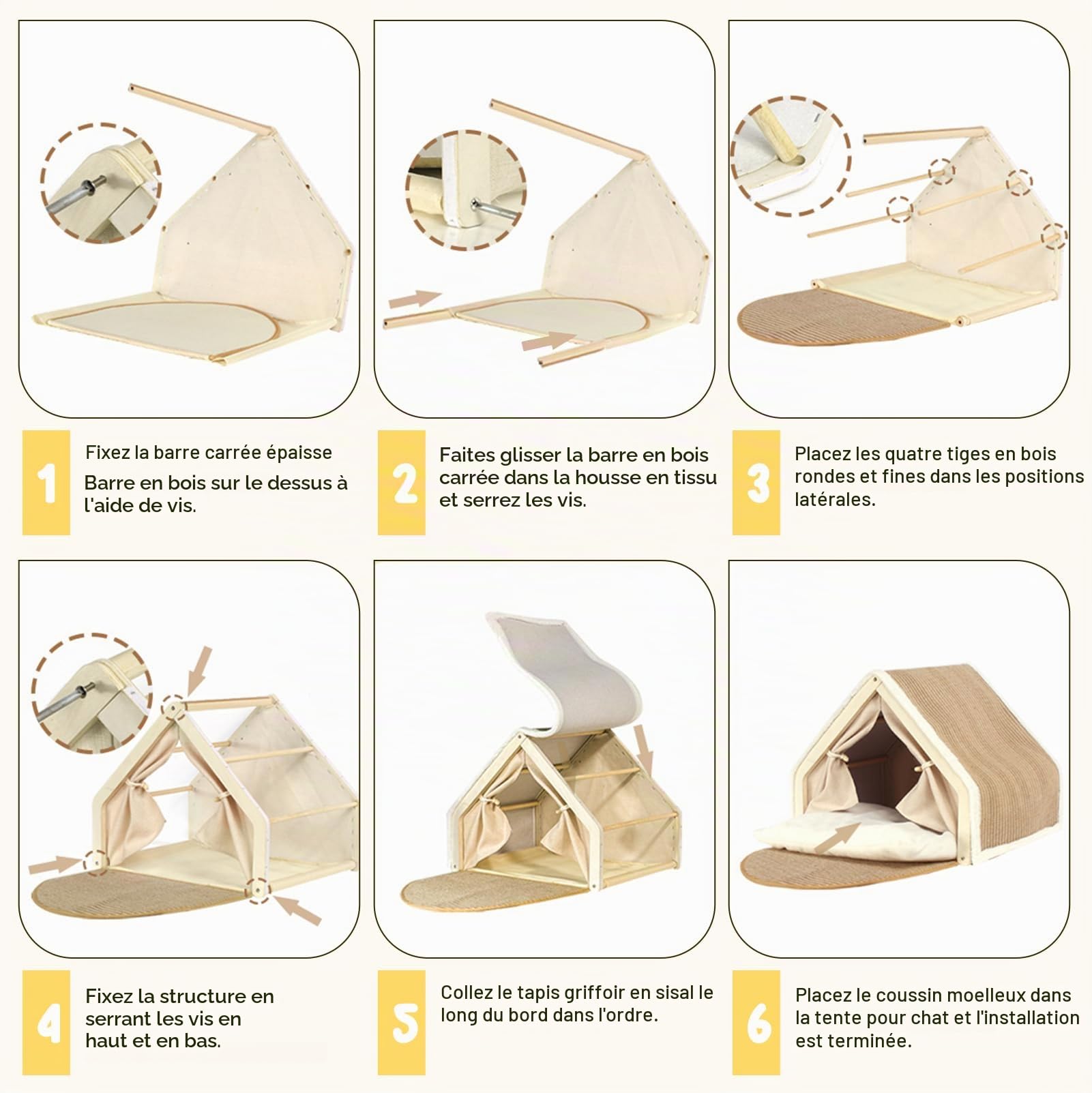 Maison pour Chat 2 en 1 avec Griffoir en Sisal