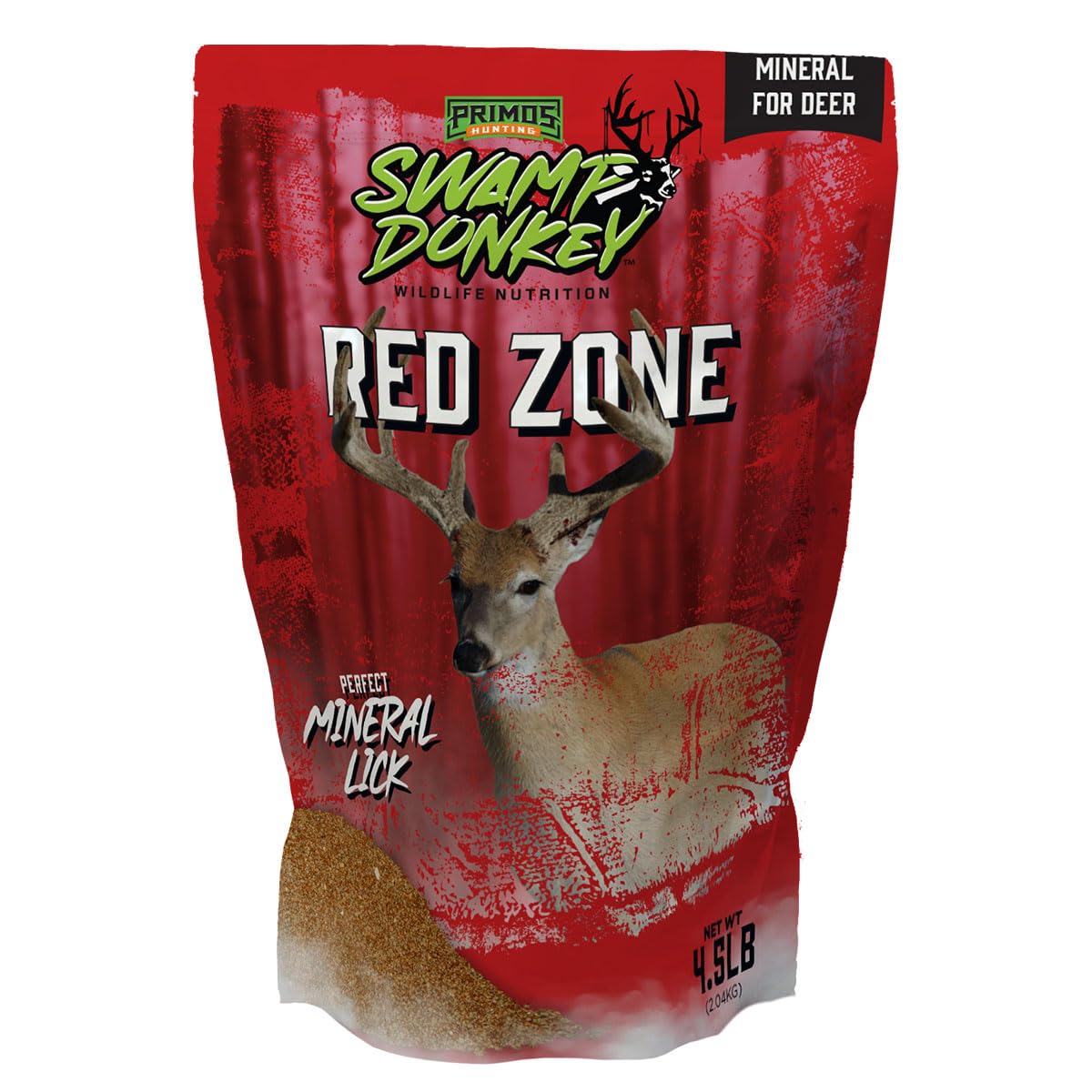 Primos Hunting Swamp Donkey Red Zone Mineral and Supplement for Deer - Salt Lick and Attractant for Deer Food Plots, 4.5 Pound Bag