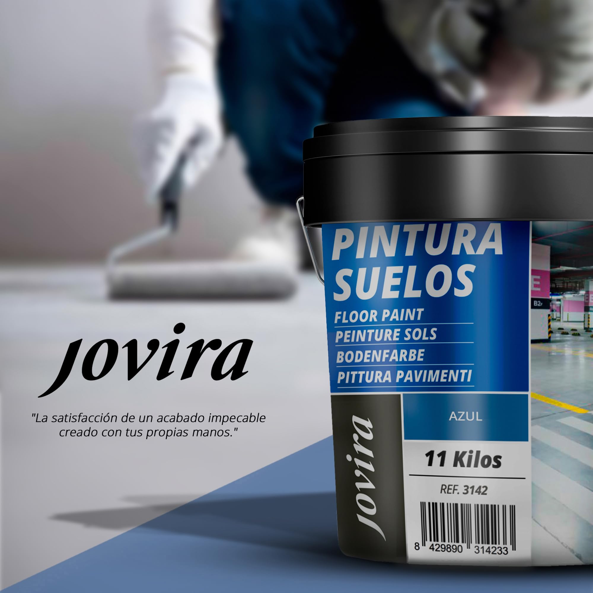 JOVIRA PINTURAS Pintura Suelos, Garajes y Pavimentos Deportivos, En General, Acabado Mate, Protege y Decora Las Superficies de Hormigón, Cemento y Asfalto, (11 Kg, Azul) A-15D