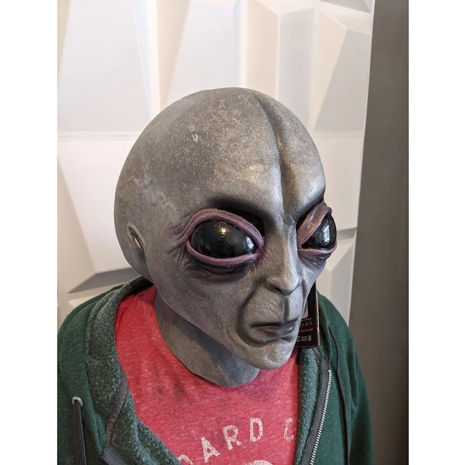 iFCOW Alieno per adulto, realistica Alien Safe Latex Head Cover Extraterrestre Biologico per Carnevale Halloween Cosplay Party