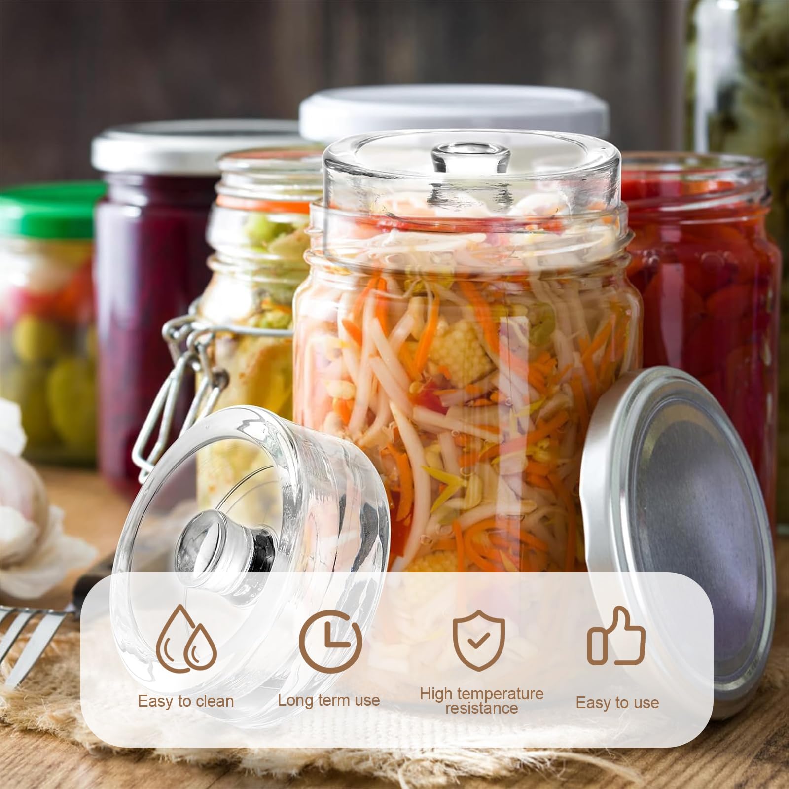 Bocal le Parfait, Poids de Fermentation, avec Petite Poignée, Pot de Fermentations, Convient à la Fermentation de la Choucroute et du Kimchi