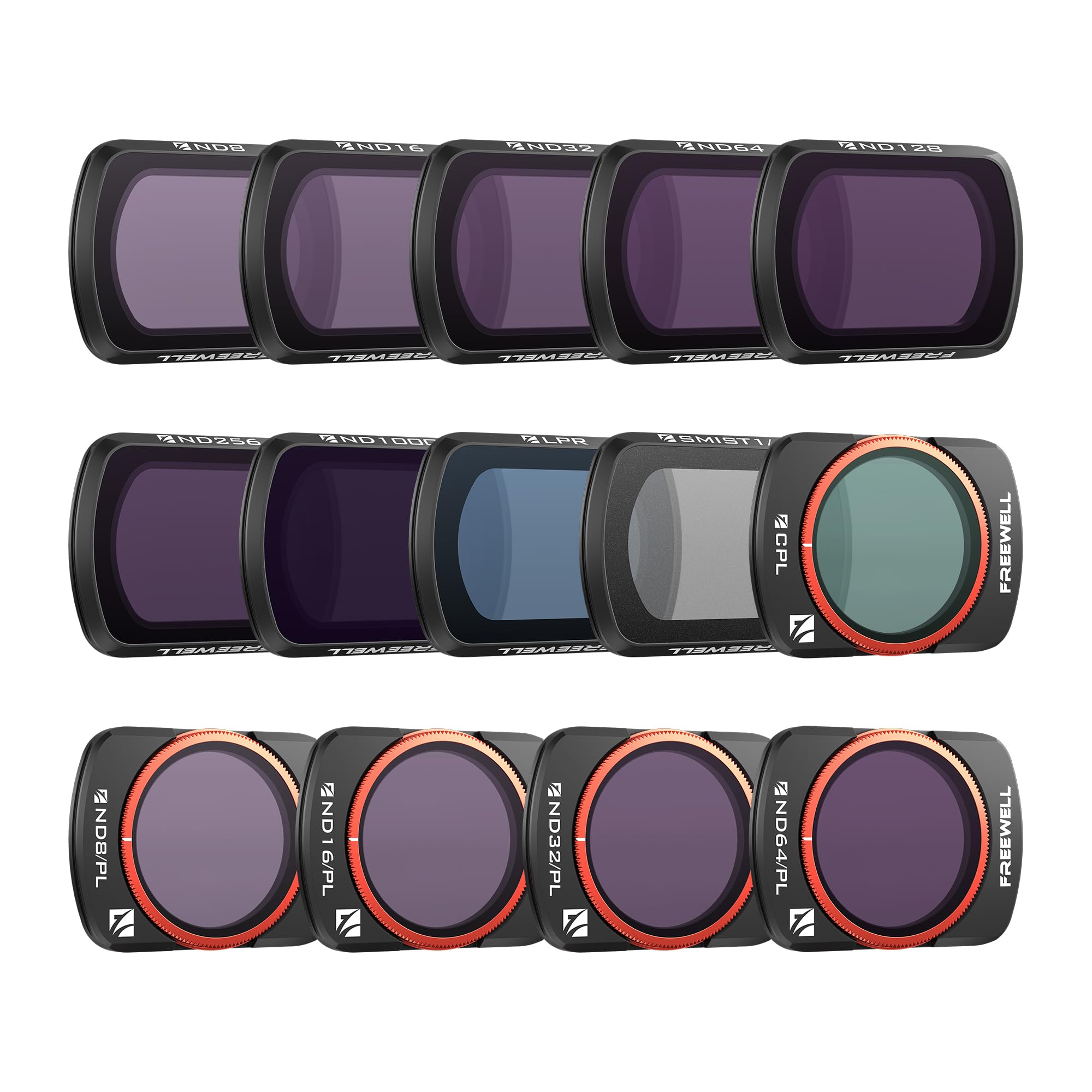 Freewell QuickSwap ND, ND/PL, CPL, Snow Mist 1/4, filtri per l'inquinamento luminoso, confezione da 14, Mega kit per Osmo Pocket 4/3: installazione semplice, libertà creativa, compatibilità con giunto