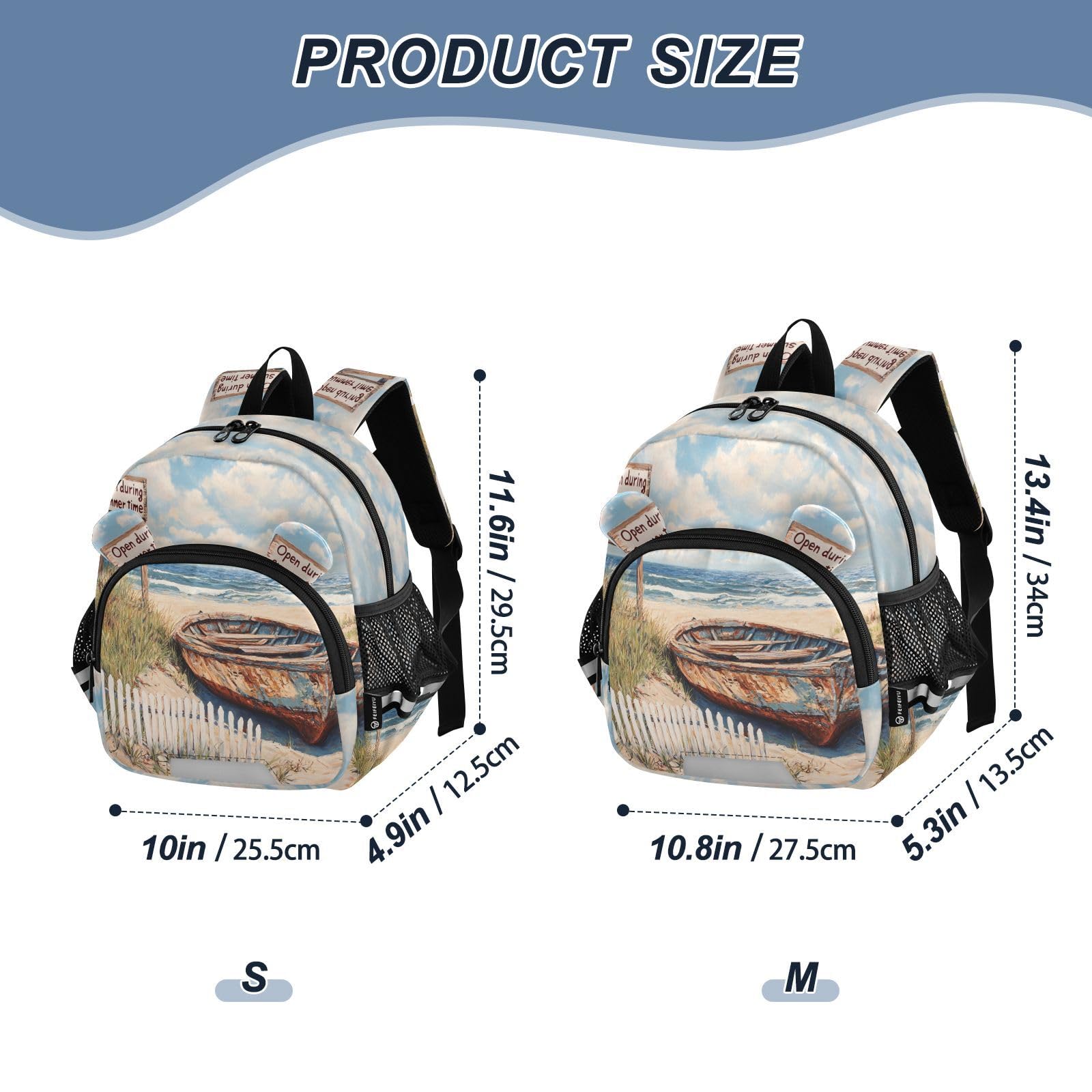 Boat Grass Summer Beige Toddler Harness Backpack for Boys Girls 3-6 Years Kids Backpack with Anti Lost Safety Leash Baby Travel Bag for Walking Travel Preschool