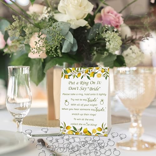 Miniatura 15 de Woanger Juego de despedida de soltera con 50 anillos falsos, juego de despedida de soltera con temática de vegetación rústica, juegos de boda