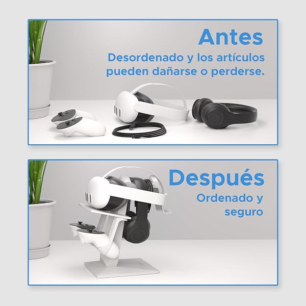 Digicharge Soporte de Auriculares VR para Meta Quest 3S, Quest 3, Oculus Quest 2 VR Mount Display Storage para Auriculares y Controladores táctiles - 3
