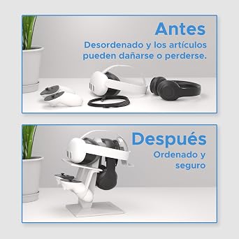 Digicharge VR Headset Holder for Meta Quest 3S, Quest 3, Oculus Quest 2 VR Mount Display Storage for Headphones and Touch Controllers