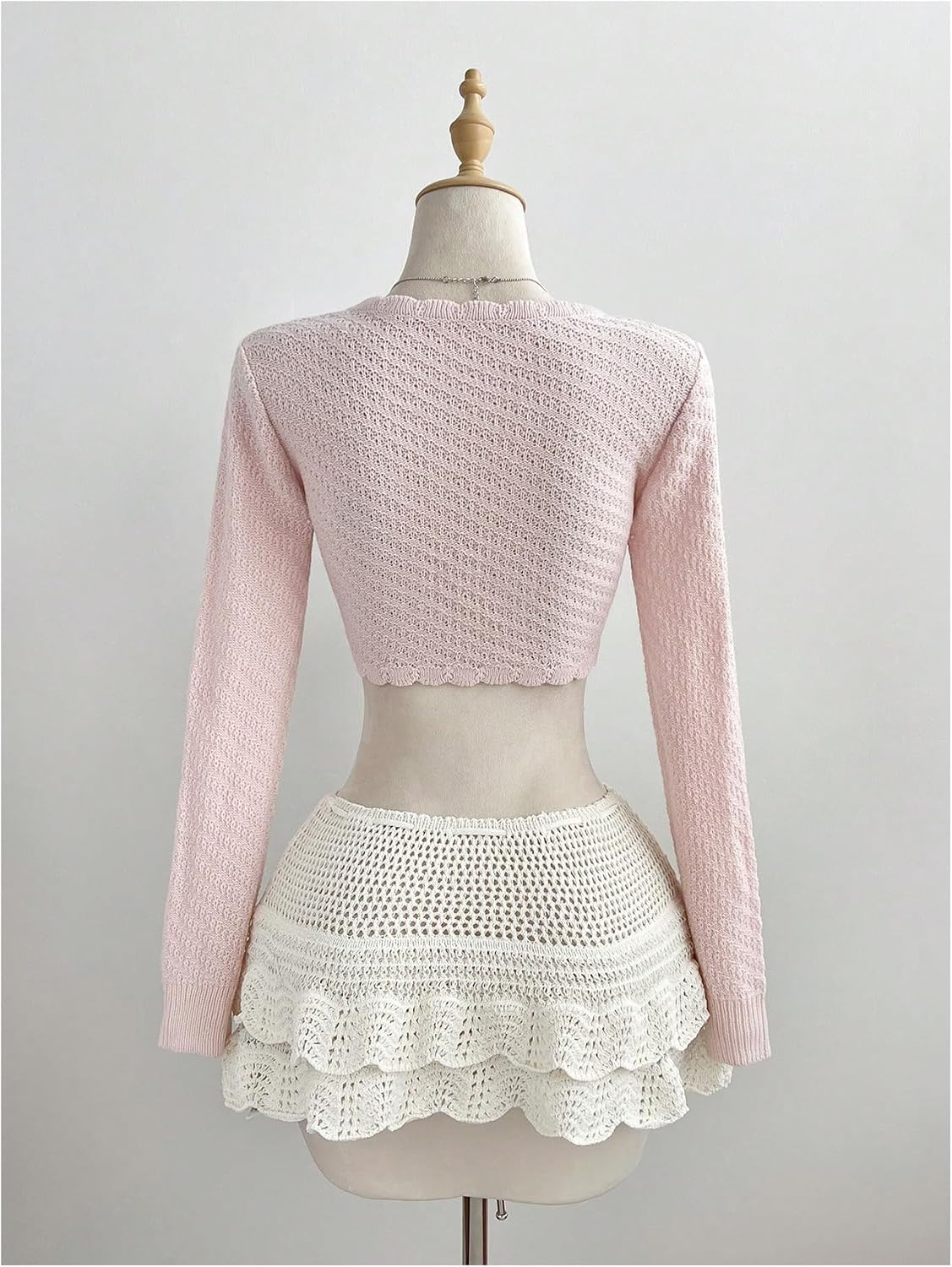 SHENHE Women's Tie Front Bow Bolero Shrug V Neck Lightweight Knit Cropped Cardigan Shrug