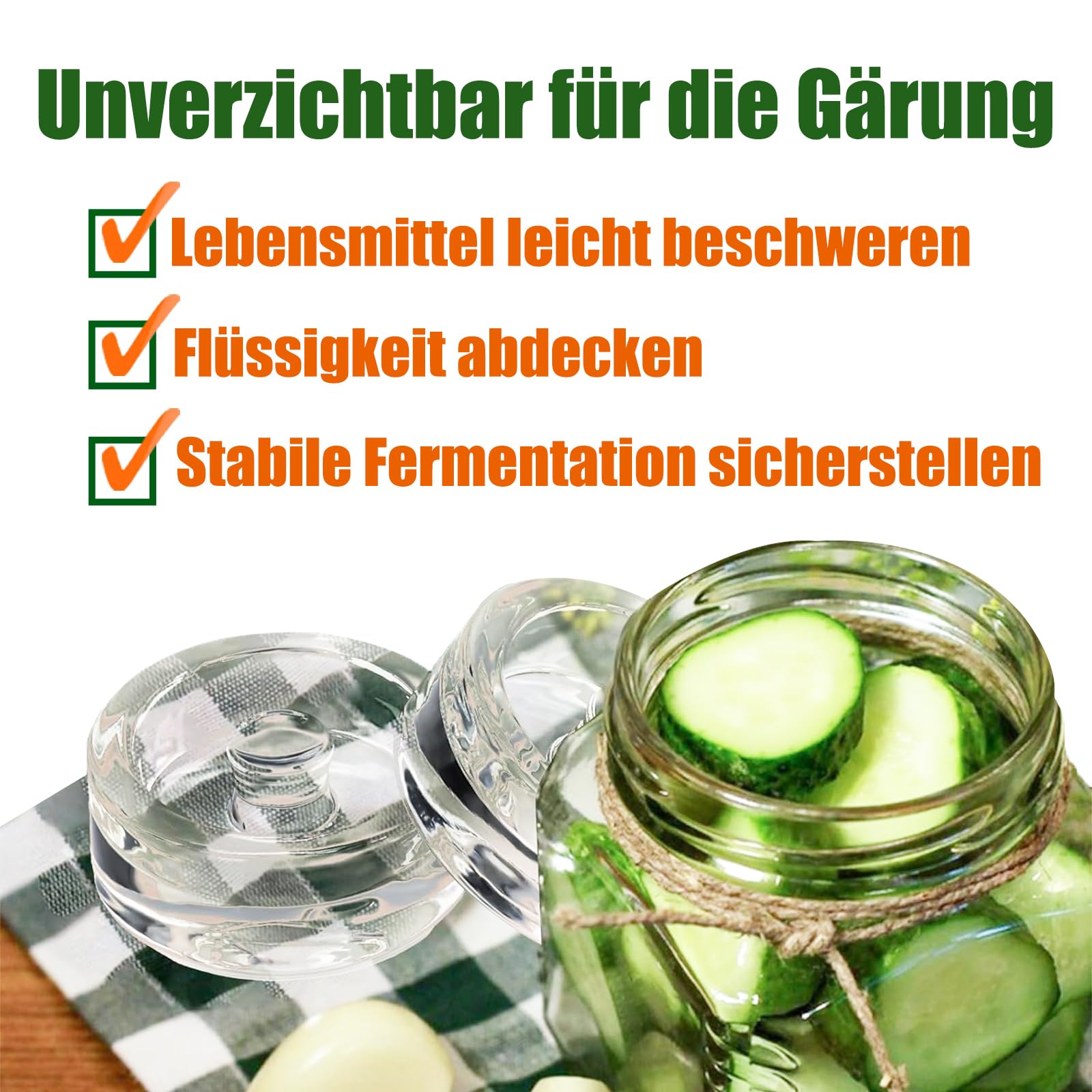 Fermentation en Verre pour la Fermentation, Poids en Verre pour Fermentation avec Large Ouverture, 4 Pièces de Pierre D'alourdissement, Poids en Verre pour la de Légumes en Saumure