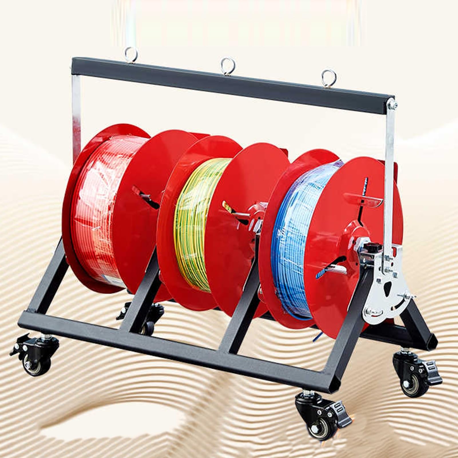 Supporto per Bobina, Dispenser Pieghevole per Bobina, Supporto per Bobina di Cavo con Ruota Freno per Bobina di Cavo, Bobina di Corda, Paracord(3 Reel)