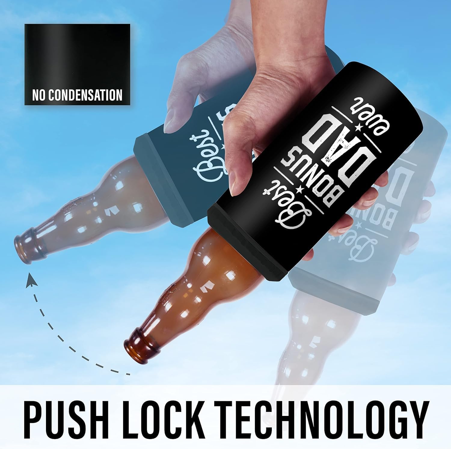 SANDJEST Bonus Dad Tumbler Gifts from Step Daughter Son - 12oz 4 in 1 Design Step Father Tumbler Cup Can Cooler - Best Bonus Dad Ever Insulated Cans Coozie Christmas, Birthday, Father's Day Gift - Image 5