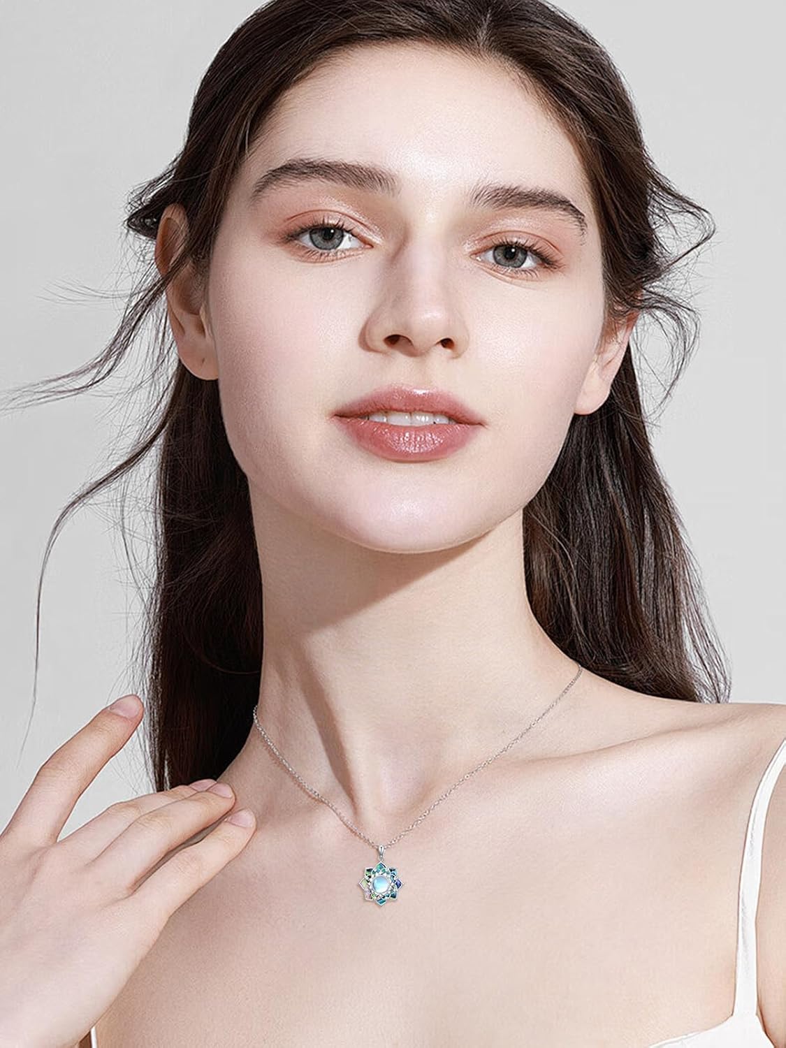Lotus Necklace for Women 925 Sterling Silver Moonstone/Yin Yang/amethyst Lotus Abalone Necklace Lotuss Pendant Jewelry - Image 3