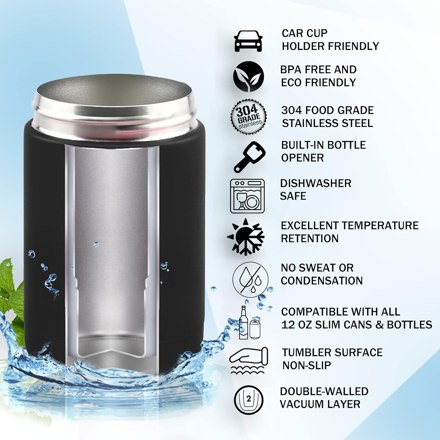 Stainless Steel Can Cooler – Insulated Beer Cooler for Cans with Bottle Opener – Ultimate Drink Cooler & Beer Gifts for Men - Image 5