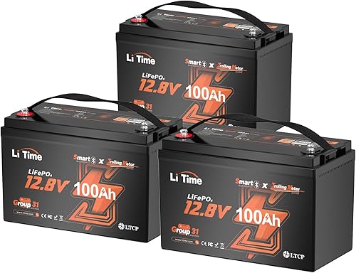 Miniatura 10 de Litime Batería LiFePO4 para motores de trolling de 12V 100Ah (Grupo 31), baterías de litio Bluetooth de 12 voltios, máx. 15000 ciclos profundos,