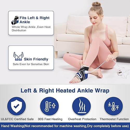 Miniatura 4 de AOBOCO Paquete de 1 almohadilla térmica de tobillo para alivio de la fascitis plantar, tobillera mejorada para mujereshombres, dolor neuropatía,