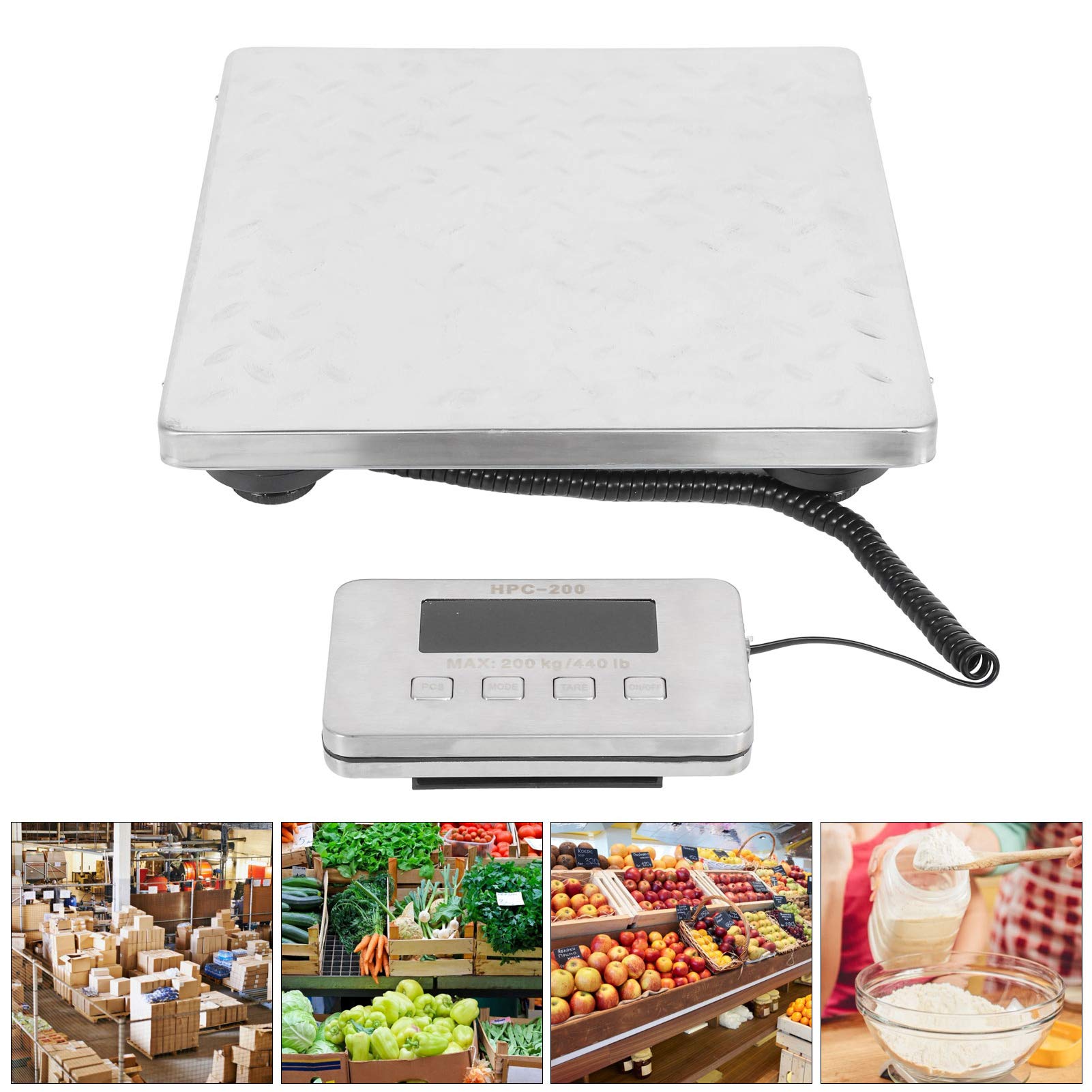 Balance Postale De 440 LB avec Câble USB Balance D'expédition Numérique en Acier Inoxydable Balance Argentée pour Les Colis D'expédition 12x12x2 Pouces
