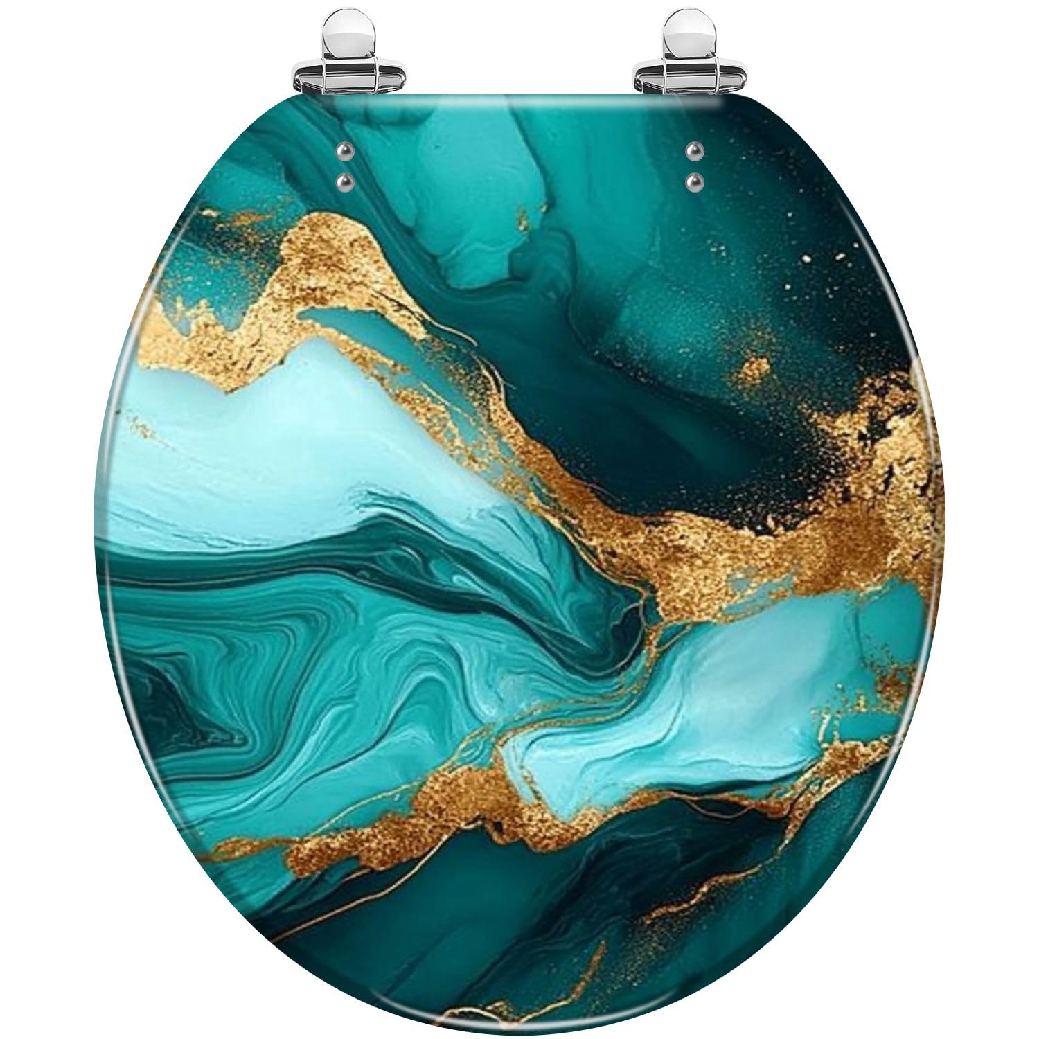 Tazyyzuu Multi3 Vibrant Coral Pirate Ship Resin Toilet Seat Slow-Close Lid Quick-Release Hinges Easy Clean 16.5X14.5 Inches(,16.5X14.5)