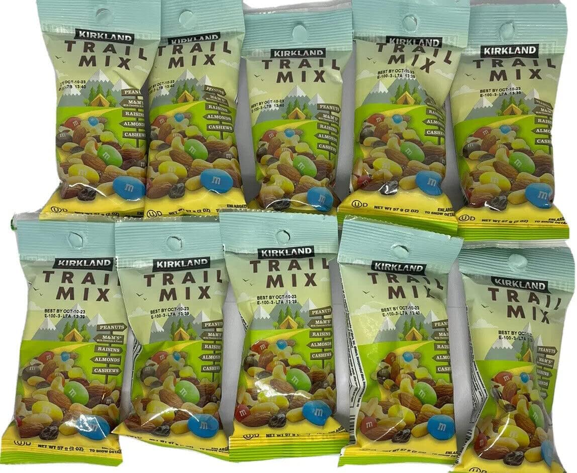 Kirkland Trail Mix, Pack of 10, Peanuts, M&Ms, Raisins